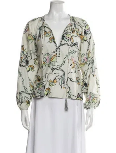 Pre-owned Maria Cher Floral Print V-neck Blouse In Multi