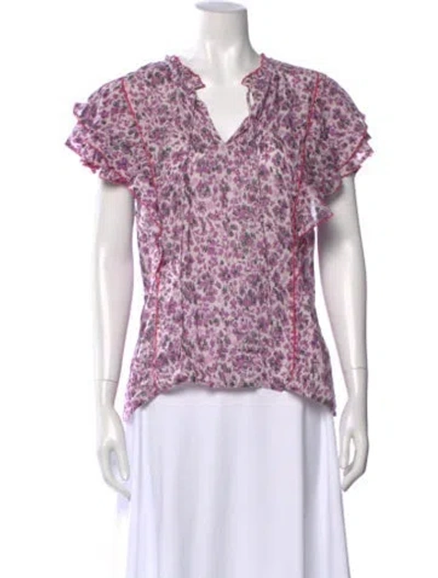 Pre-owned Maria Cher Floral Print V-neck Blouse W/ Tags In Multi