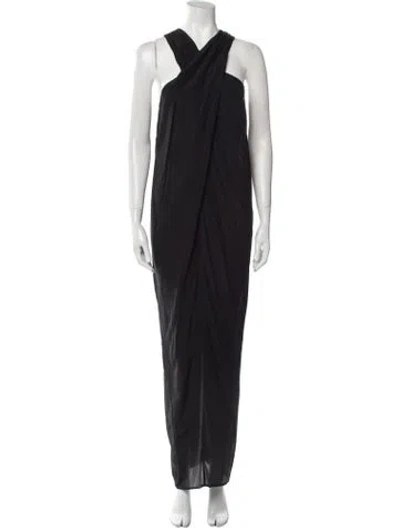 Pre-owned Maria Cher Halterneck Long Dress In Black