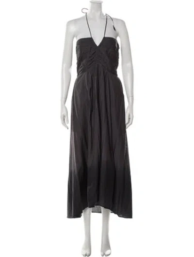 Pre-owned Maria Cher Halterneck Long Dress In Grey