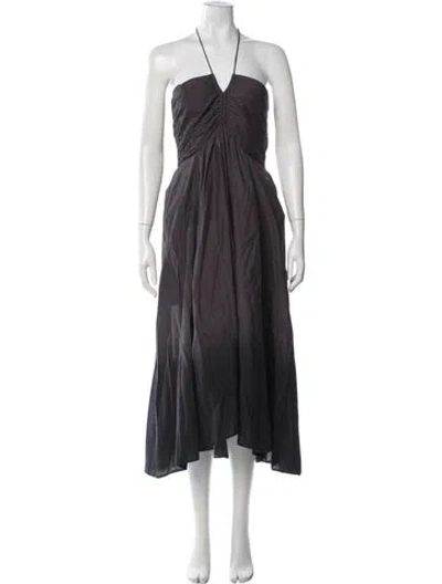 Pre-owned Maria Cher Halterneck Midi Length Dress In Grey