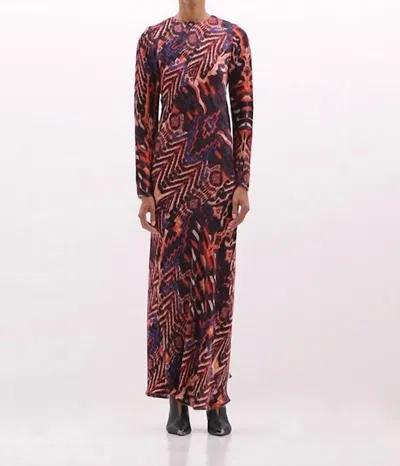 Pre-owned Maria Cher Junin Catia Long Dress For Women In Brick Melange