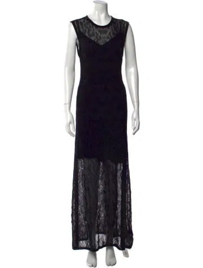 Pre-owned Maria Cher Lace Pattern Long Dress W/ Tags In Black