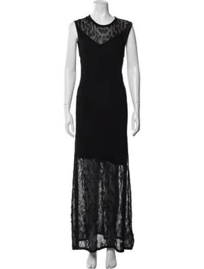 Pre-owned Maria Cher Lace Pattern Long Dress W/ Tags In Black