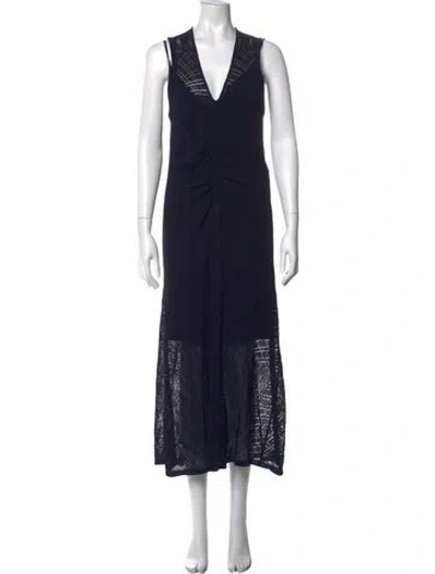 Pre-owned Maria Cher Lace Pattern Midi Length Dress In Blue
