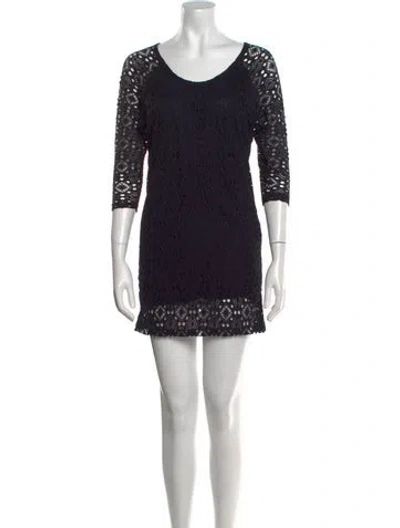 Pre-owned Maria Cher Lace Pattern Mini Dress In Black