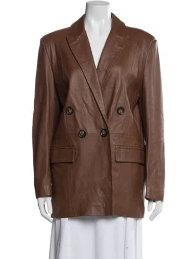 Pre-owned Maria Cher Lamb Leather Blazer In Brown