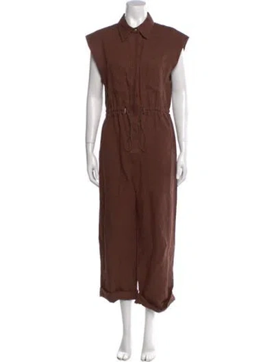 Pre-owned Maria Cher Linen Jumpsuit In Brown