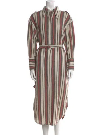 Pre-owned Maria Cher Linen Midi Length Dress In Neutral