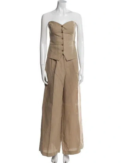 Pre-owned Maria Cher Linen Pant Set In Neutral