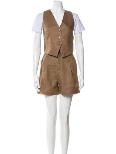 Pre-owned Maria Cher Linen Short Set In Neutral