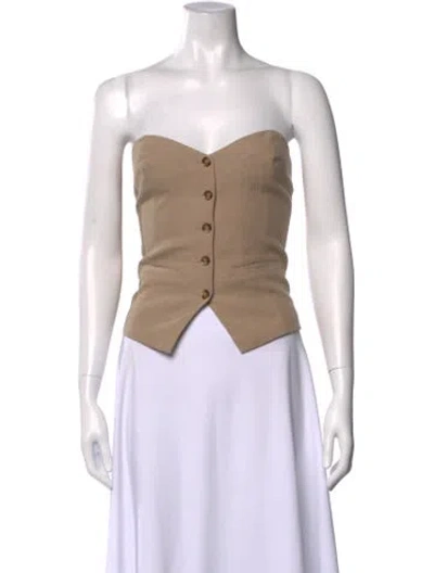 Pre-owned Maria Cher Linen Strapless Top In Neutral