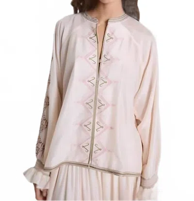 Maria Cher Lombard Hale Long Sleeve Blouse In Ecru In White