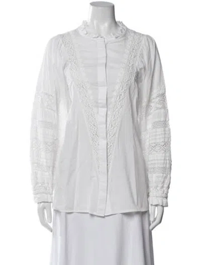 Pre-owned Maria Cher Long Sleeve Blouse In White