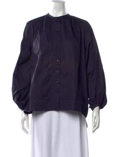 Pre-owned Maria Cher Long Sleeve Button-up Top In Blue