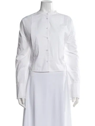 Pre-owned Maria Cher Long Sleeve Button-up Top In White