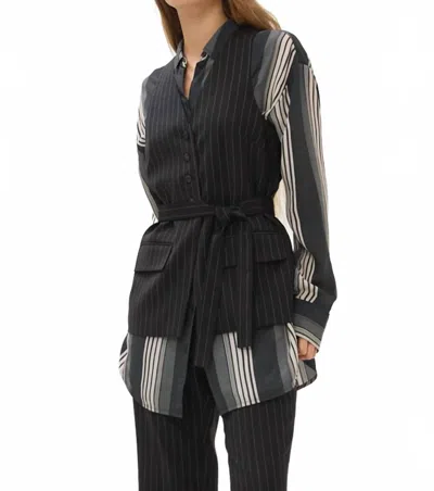 Maria Cher Lou Becca Pinstripe Vest In Black