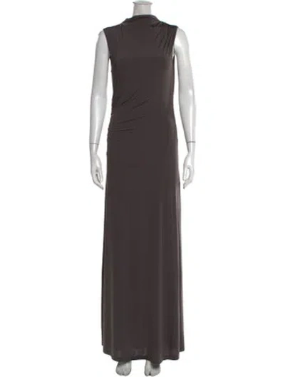 Pre-owned Maria Cher Mock Neck Long Dress W/ Tags In Grey