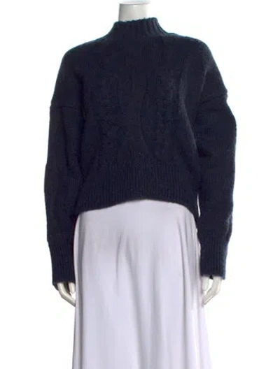 Pre-owned Maria Cher Mohair Mock Neck Sweater In Blue