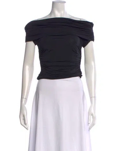 Pre-owned Maria Cher Off-the-shoulder Short Sleeve Top In Black