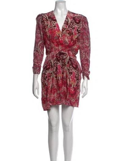 Pre-owned Maria Cher Paisley Print V-neck Top In Red