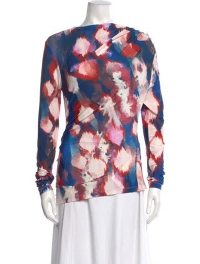 Pre-owned Maria Cher Patterned Asymmetrical Top In Multi