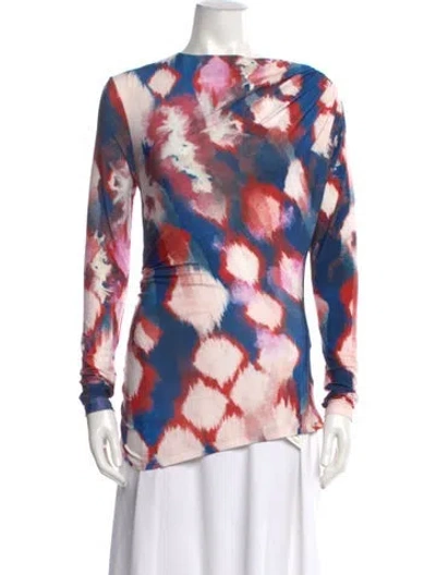 Pre-owned Maria Cher Patterned Bateau Neckline Top In Multi