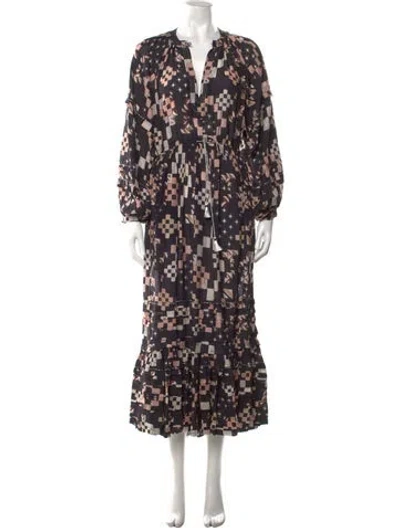 Pre-owned Maria Cher Patterned Long Dress W/ Tags In Multi