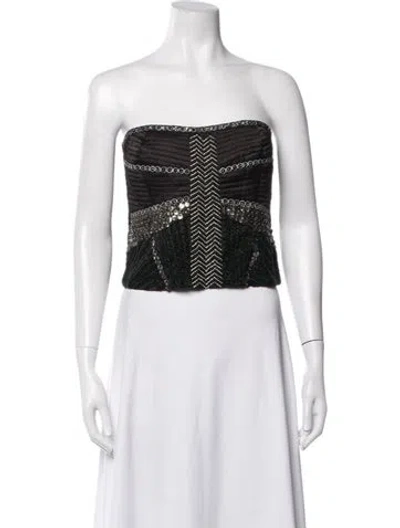 Pre-owned Maria Cher Patterned Strapless Top In White