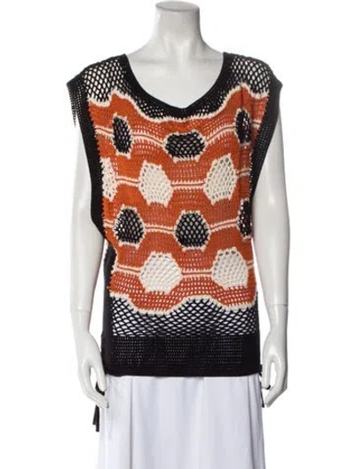 Pre-owned Maria Cher Patterned Vest In Black