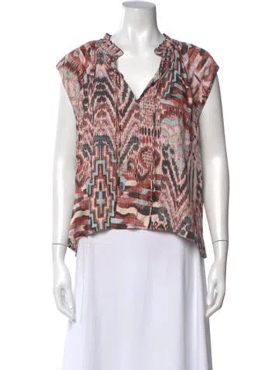 Pre-owned Maria Cher Patterned V-neck Top In Orange
