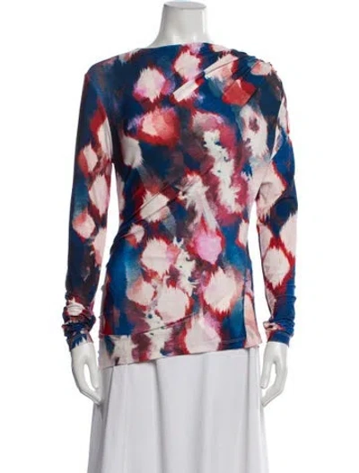 Pre-owned Maria Cher Printed Asymmetrical Top In Red