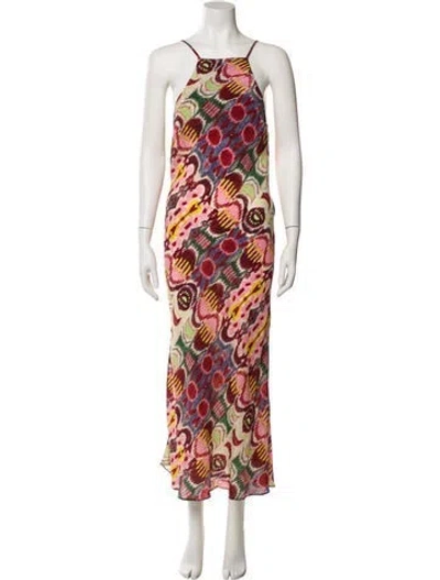 Pre-owned Maria Cher Printed Long Dress In Multi