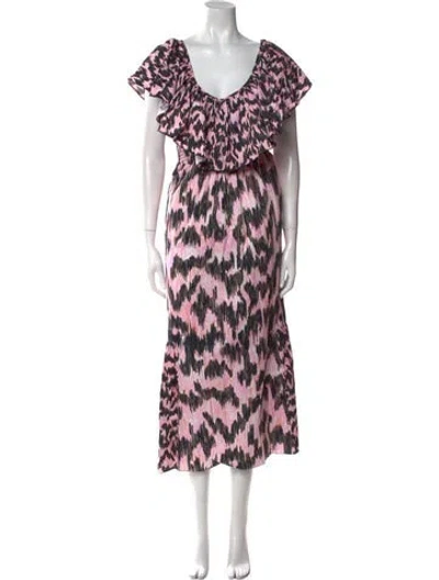 Pre-owned Maria Cher Printed Long Dress In Multi