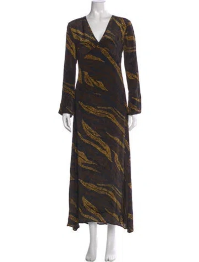 Pre-owned Maria Cher Printed Long Dress In Multi