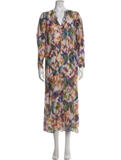 Pre-owned Maria Cher Printed Long Dress In Neutral