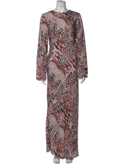 Pre-owned Maria Cher Printed Long Dress In Neutral