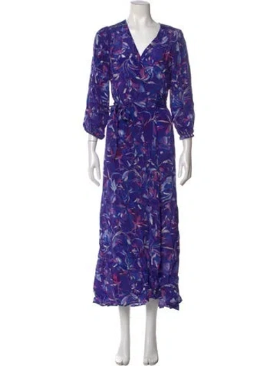 Pre-owned Maria Cher Printed Long Dress In Purple