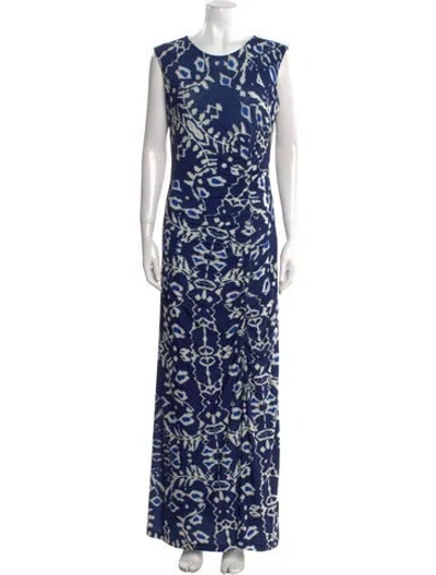 Pre-owned Maria Cher Printed Long Dress W/ Tags In Blue