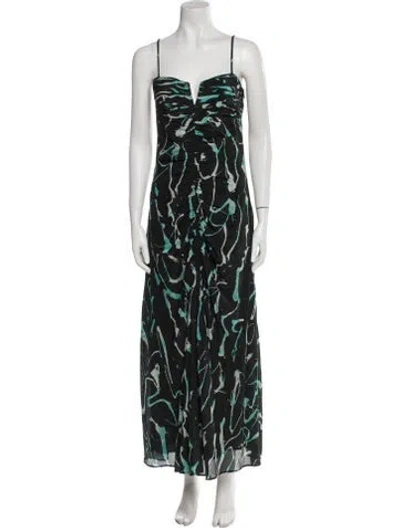 Pre-owned Maria Cher Printed Long Dress W/ Tags In Green