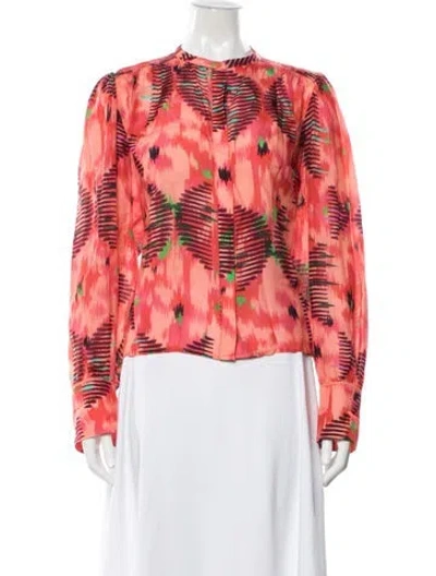 Pre-owned Maria Cher Printed Long Sleeve Blouse In Orange