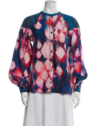 Pre-owned Maria Cher Printed Long Sleeve Blouse W/ Tags In Red