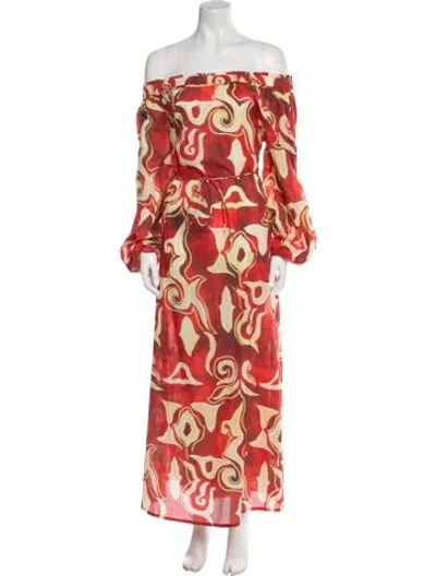 Pre-owned Maria Cher Printed Midi Length Dress In Red