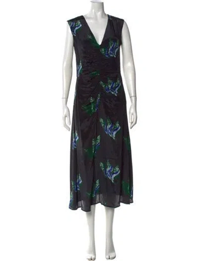 Pre-owned Maria Cher Printed Midi Length Dress W/ Tags In Black