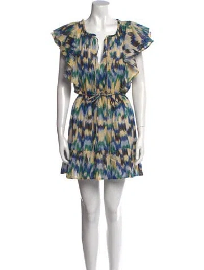 Pre-owned Maria Cher Printed Mini Dress In Blue