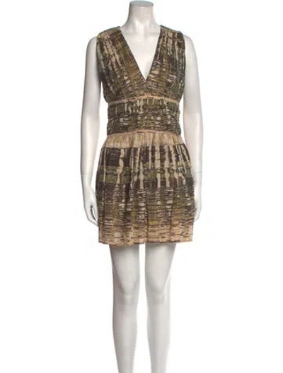 Pre-owned Maria Cher Printed Mini Dress In Green