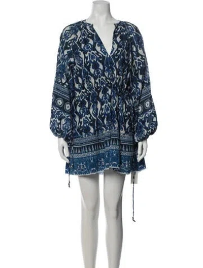 Pre-owned Maria Cher Printed Mini Dress W/ Tags In Blue