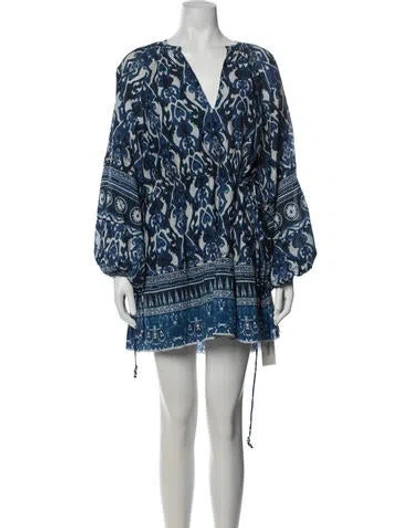 Pre-owned Maria Cher Printed Mini Dress W/ Tags In Blue