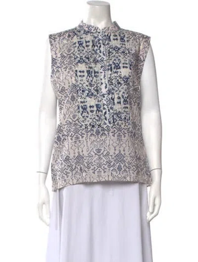 Pre-owned Maria Cher Printed Sleeveless Top W/ Tags In Blue/neutrals