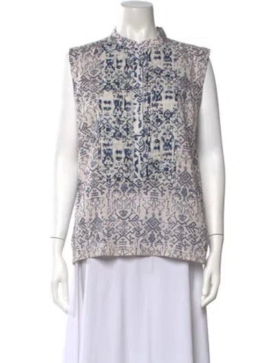 Pre-owned Maria Cher Printed Sleeveless Top W/ Tags In Blue/white